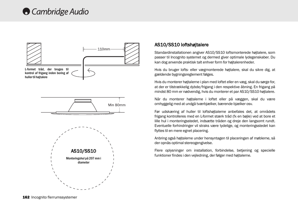 As10/ss10 lloftshøjtalere, As10/ss10 | Cambridge Audio Multi-room speaker system User Manual | Page 162 / 194