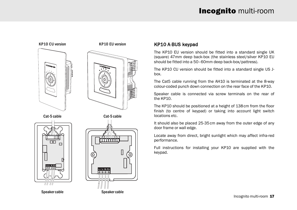 Incognito multi-room | Cambridge Audio Multi-room speaker system User Manual | Page 17 / 194