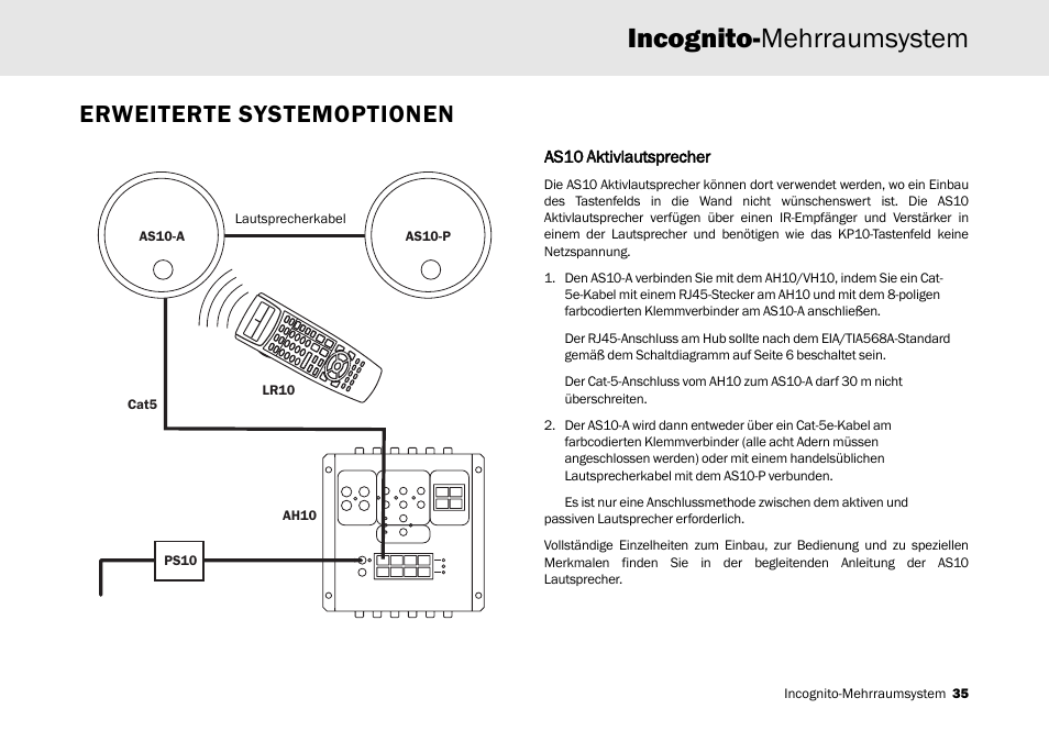 Incognito-mehrraumsystem, Erweiterte systemoptionen | Cambridge Audio Multi-room speaker system User Manual | Page 35 / 194