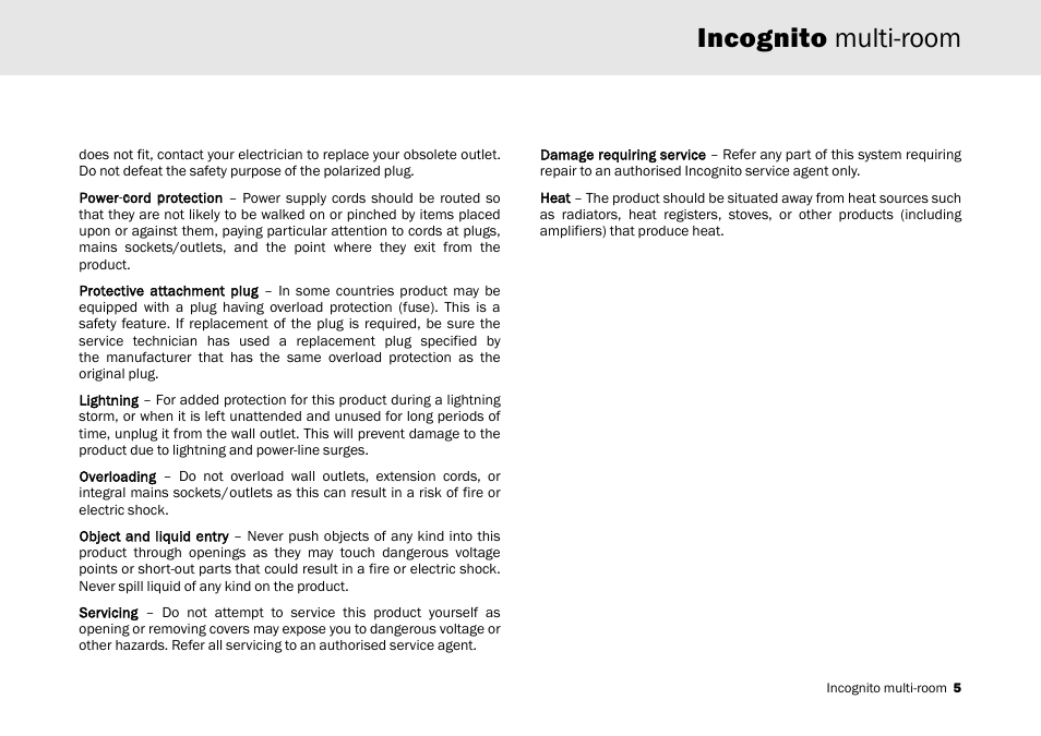 Incognito multi-room | Cambridge Audio Multi-room speaker system User Manual | Page 5 / 194