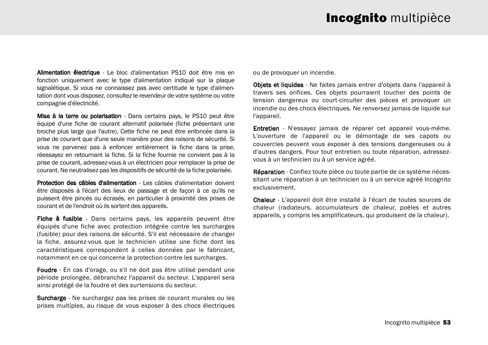 Incognito multipièce | Cambridge Audio Multi-room speaker system User Manual | Page 53 / 194