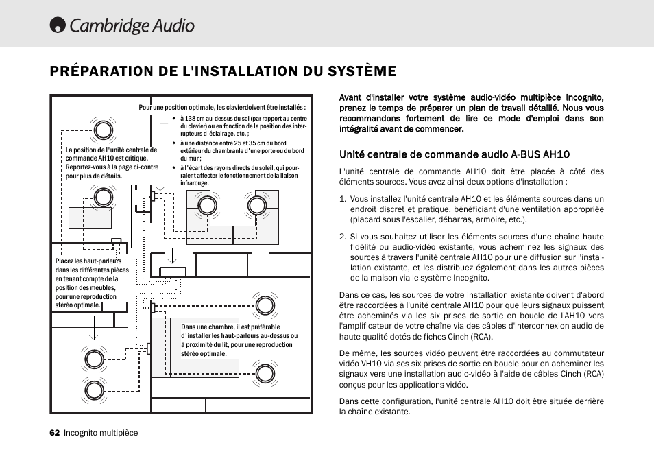 Préparation de l'installation du système | Cambridge Audio Multi-room speaker system User Manual | Page 62 / 194
