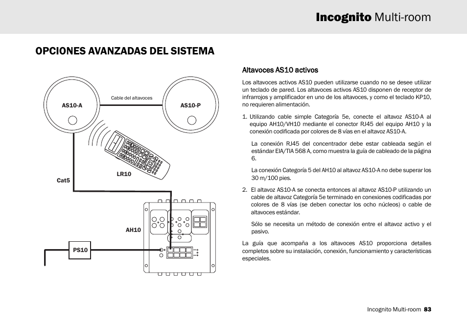 Incognito multi-room, Opciones avanzadas del sistema | Cambridge Audio Multi-room speaker system User Manual | Page 83 / 194