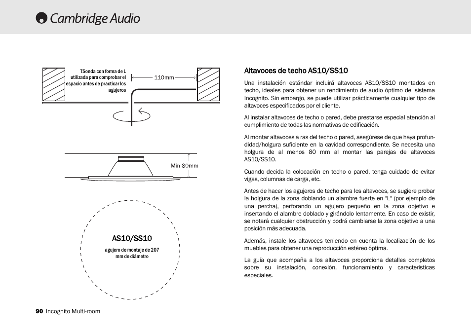 Altavoces dde ttecho aas10/ss10, As10/ss10 | Cambridge Audio Multi-room speaker system User Manual | Page 90 / 194