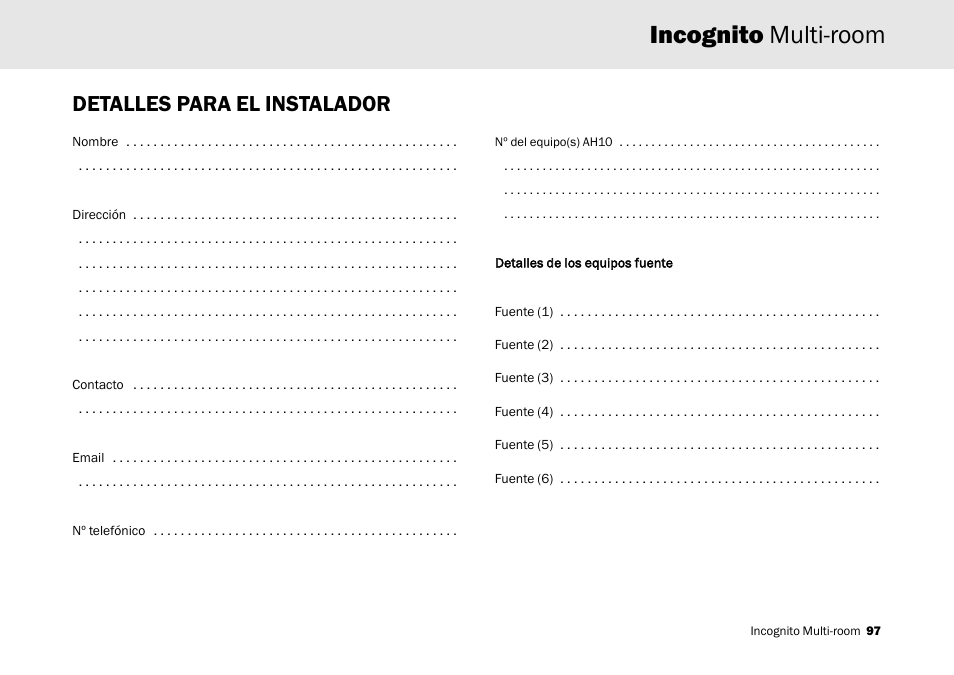 Incognito multi-room, Detalles para el instalador | Cambridge Audio Multi-room speaker system User Manual | Page 97 / 194