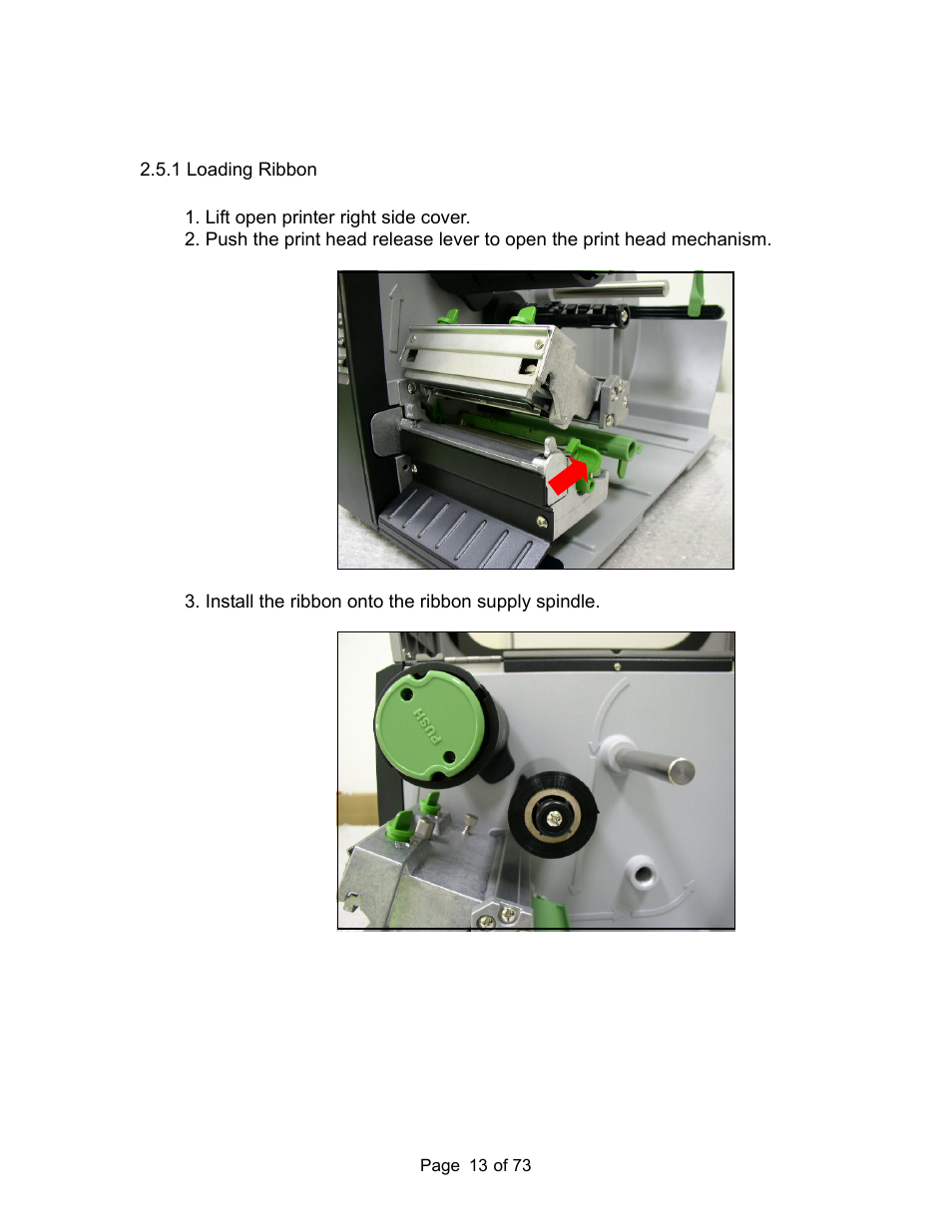5 installation of ribbon, 1 loading ribbon | AMT Datasouth M7 User Manual | Page 13 / 73