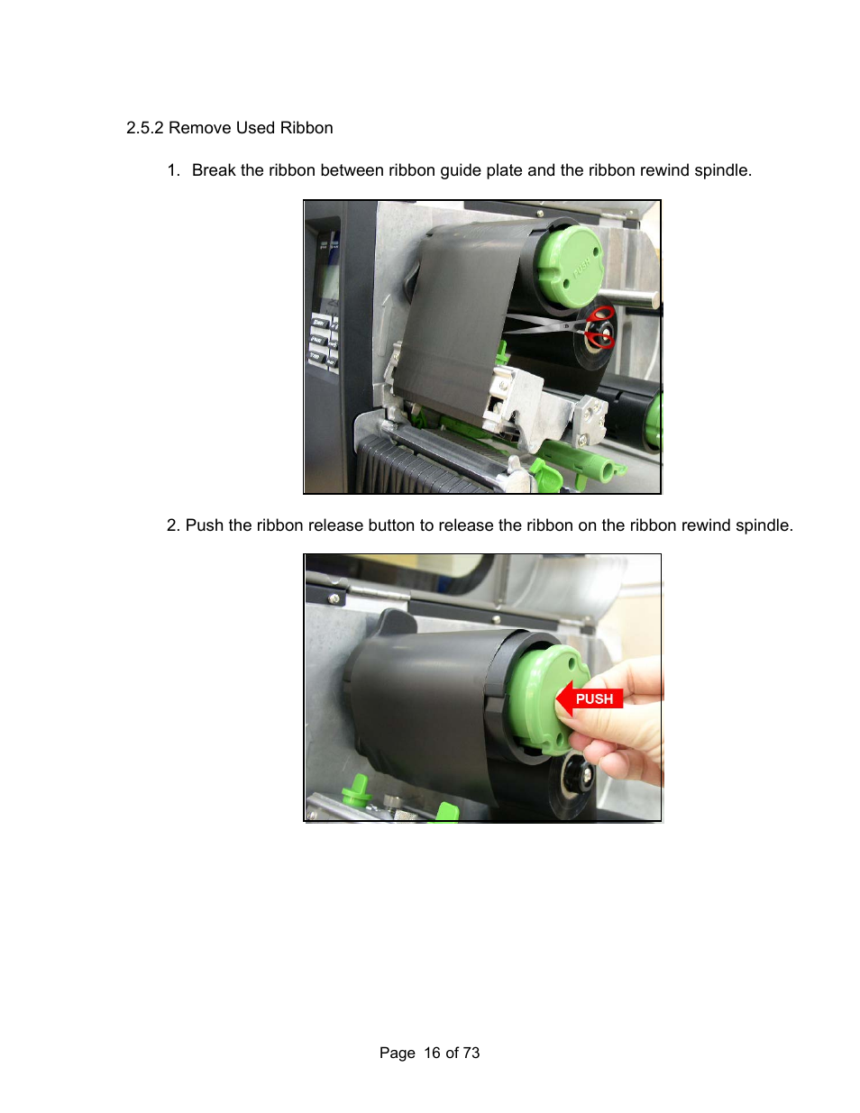 2 remove used ribbon | AMT Datasouth M7 User Manual | Page 16 / 73