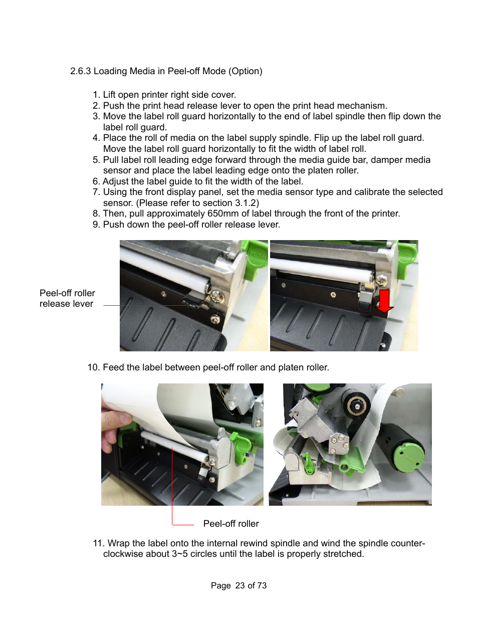 3 loading media in peel-off mode (option) | AMT Datasouth M7 User Manual | Page 23 / 73