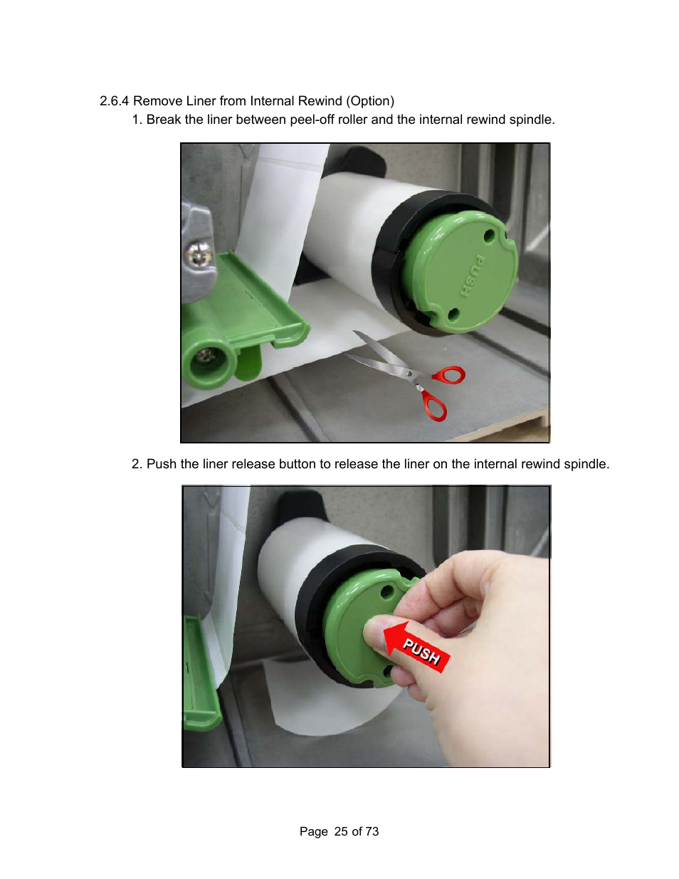 4 remove liner from internal rewind (option) | AMT Datasouth M7 User Manual | Page 25 / 73