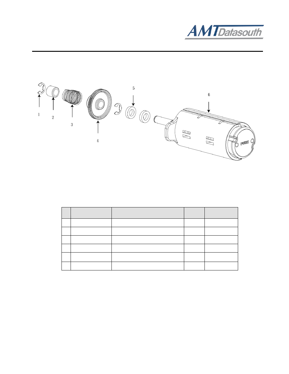 M7 series, Thermal printer service manua, 4 ribbon rewind spindle assembly | AMT Datasouth M7plus User Manual | Page 5 / 19
