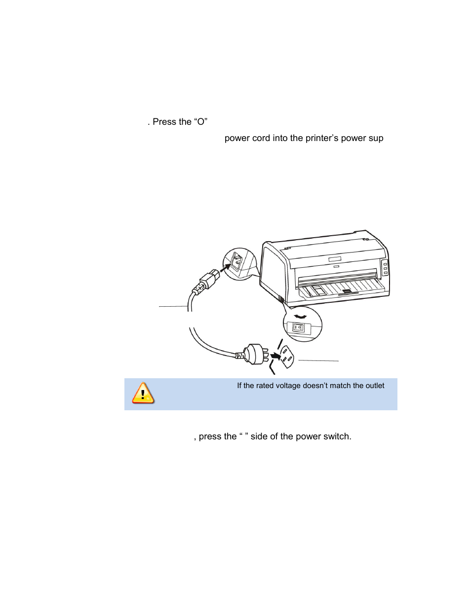 Connecting the printer to the power source, Caution | AMT Datasouth Documax 5380 User Manual | Page 10 / 38