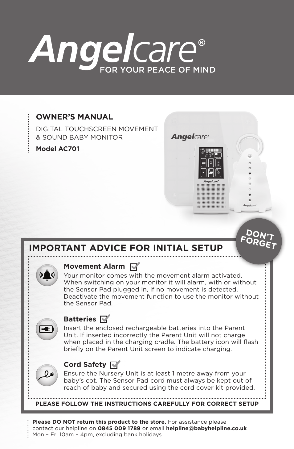 Angelcare AC701 User Manual | 17 pages