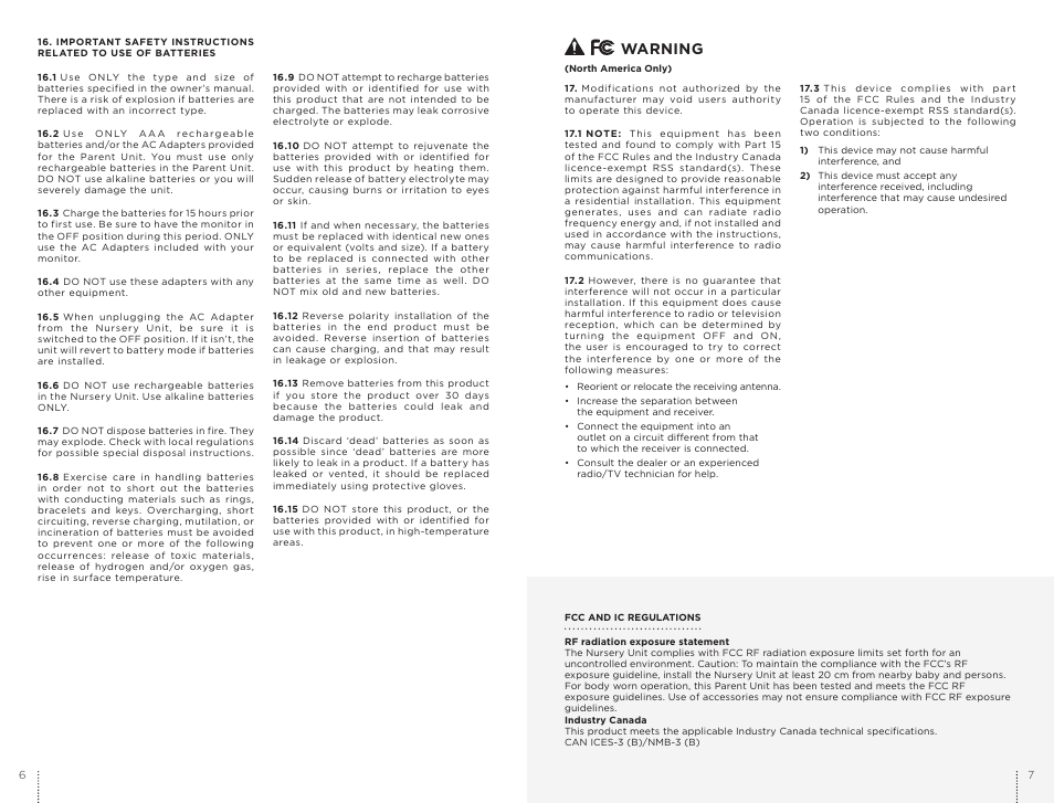 Warning | Angelcare AC701 User Manual | Page 4 / 17