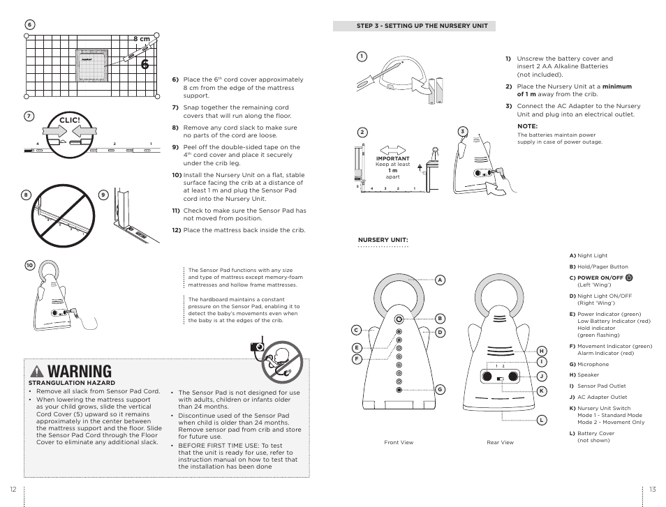 Warning | Angelcare AC701 User Manual | Page 7 / 17