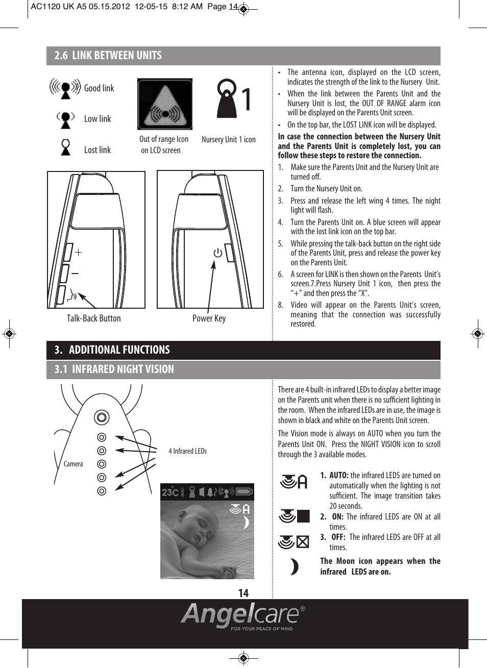 6 link between units | Angelcare AC1120 User Manual | Page 14 / 18