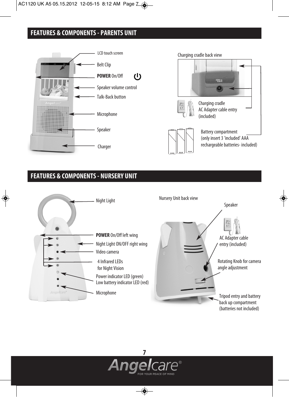 Angelcare AC1120 User Manual | Page 7 / 18