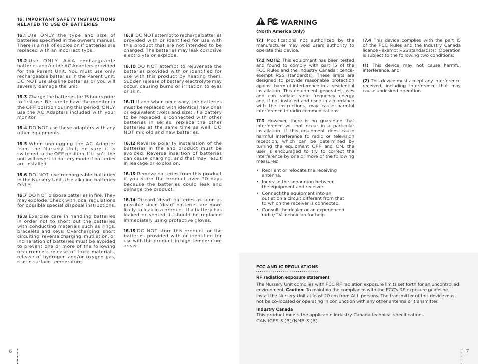 Warning | Angelcare AC1100 User Manual | Page 4 / 17