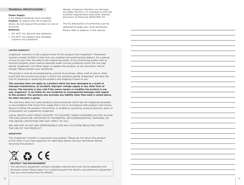 Angelcare AC300 User Manual | Page 8 / 9