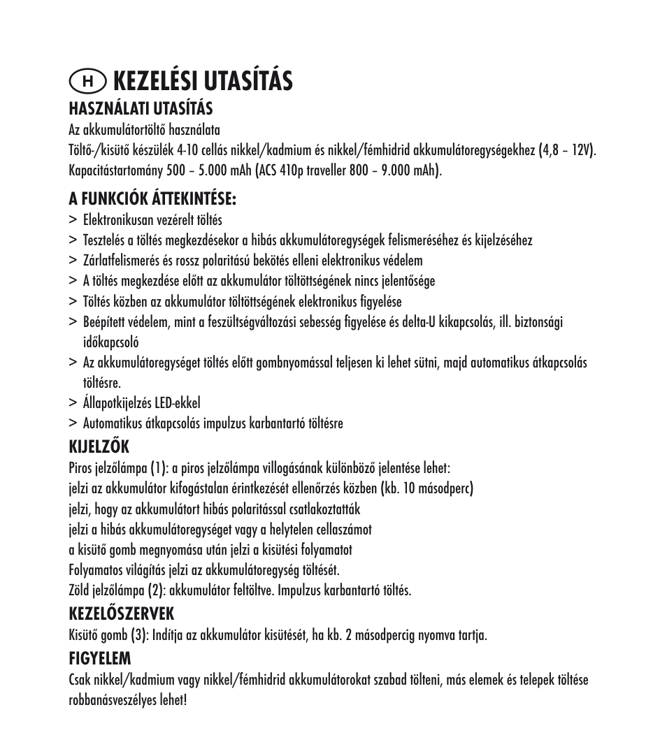 Kezelési utasítás | ANSMANN 5C07063 ACS 410 traveller mobil User Manual | Page 12 / 32