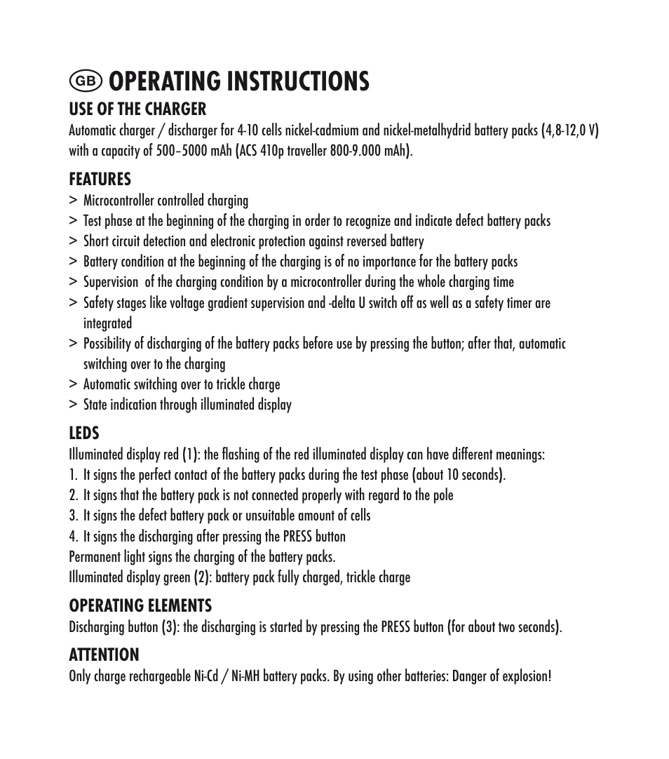 Operating instructions | ANSMANN 5C07063 ACS 410 traveller mobil User Manual | Page 4 / 32