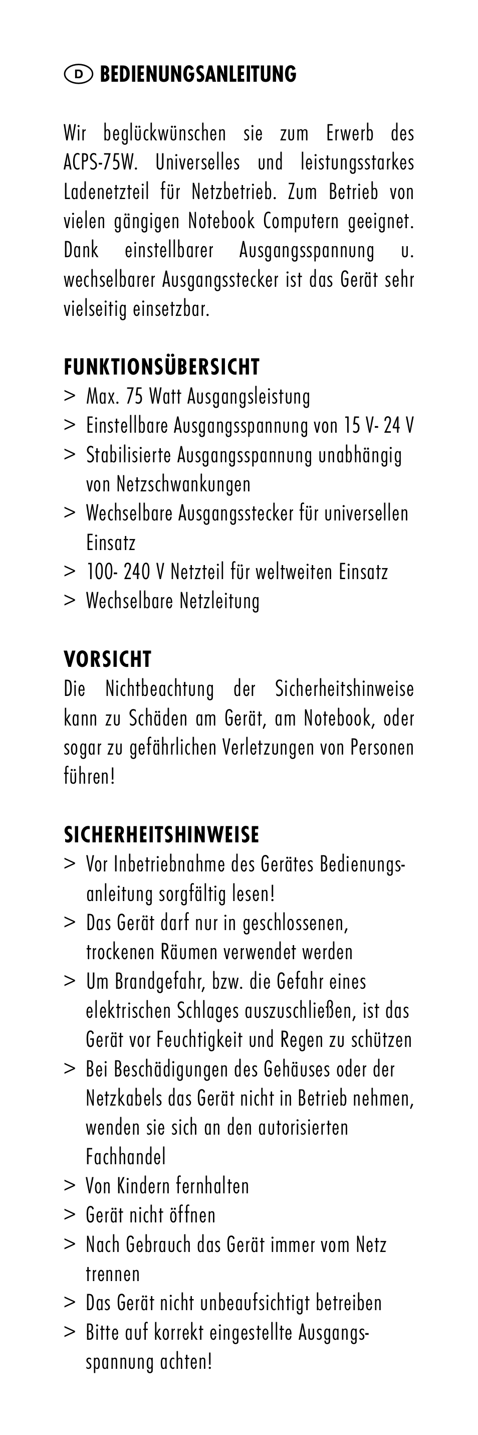 ANSMANN 1200-0005 ACPS 75W User Manual | Page 4 / 56