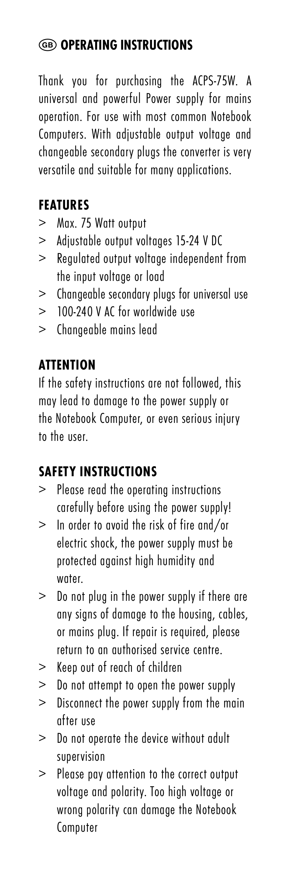 ANSMANN 1200-0005 ACPS 75W User Manual | Page 6 / 56