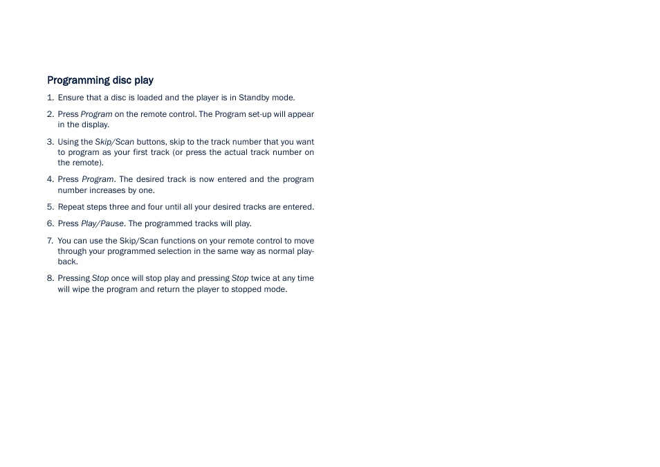 Programming disc play | Cambridge Audio CD5 User Manual | Page 13 / 16