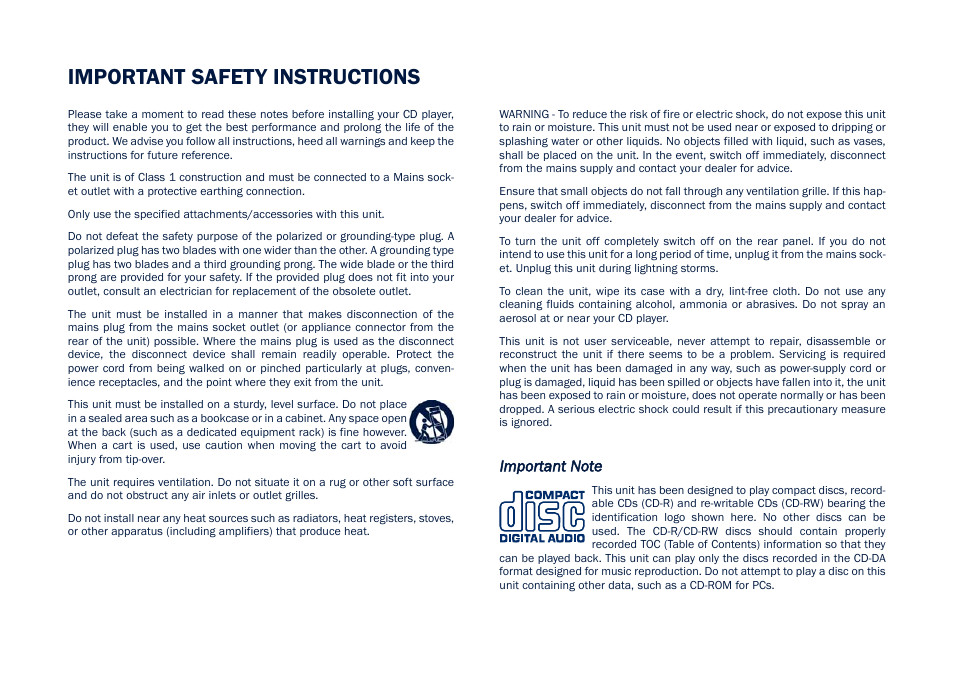Important safety instructions | Cambridge Audio CD5 User Manual | Page 4 / 16