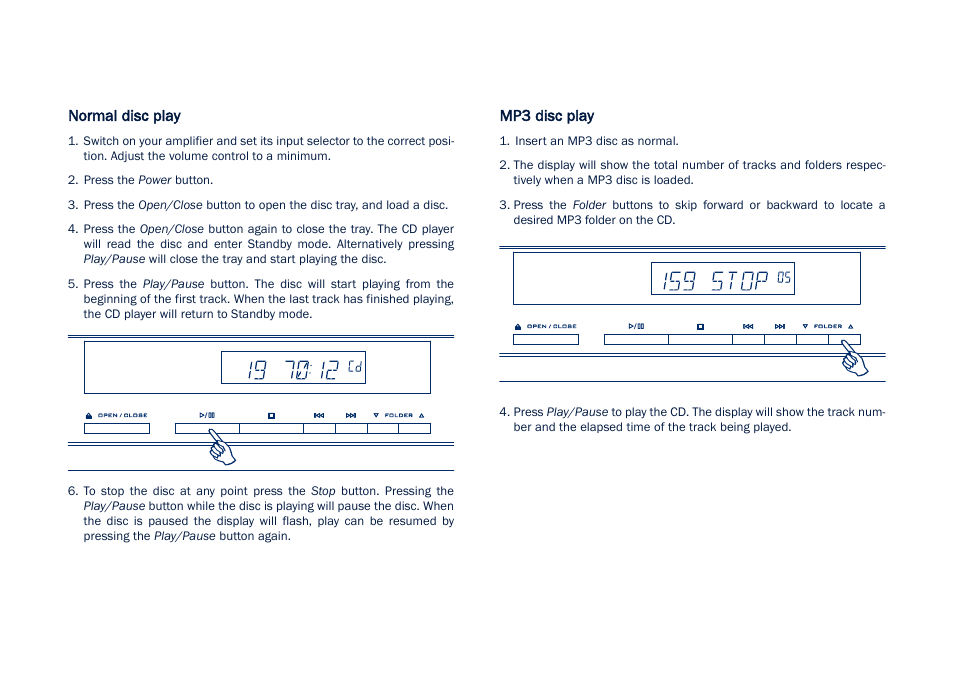 Normal disc play, Mp3 disc play | Cambridge Audio CD5 User Manual | Page 9 / 16