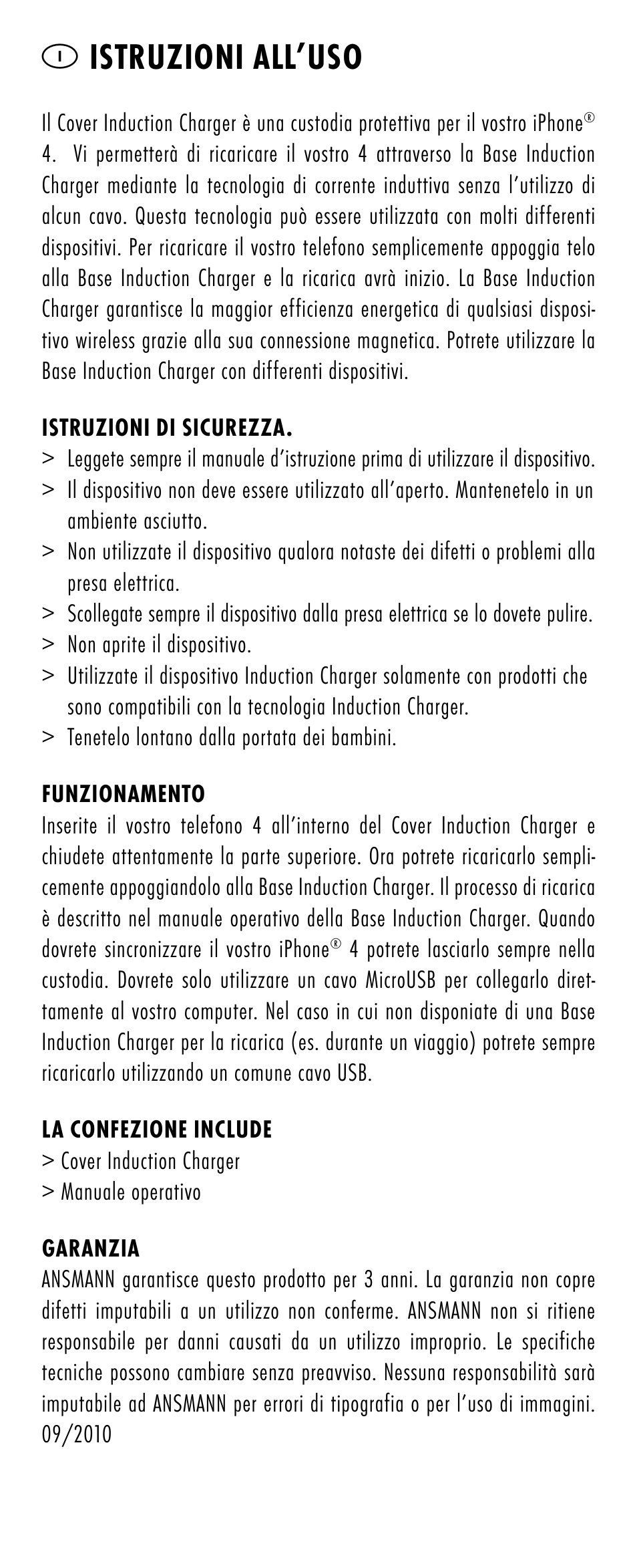 Iistruzioni all’uso | ANSMANN 1700-0002 Induction Case iPhone 4 User Manual | Page 12 / 28