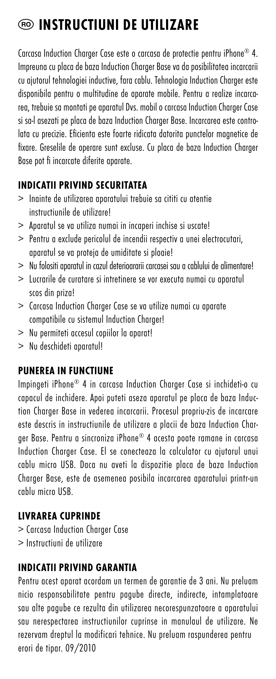 Ro instructiuni de utilizare | ANSMANN 1700-0002 Induction Case iPhone 4 User Manual | Page 18 / 28