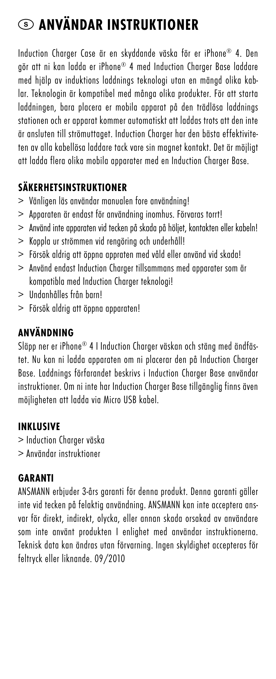 Sanvändar instruktioner | ANSMANN 1700-0002 Induction Case iPhone 4 User Manual | Page 20 / 28