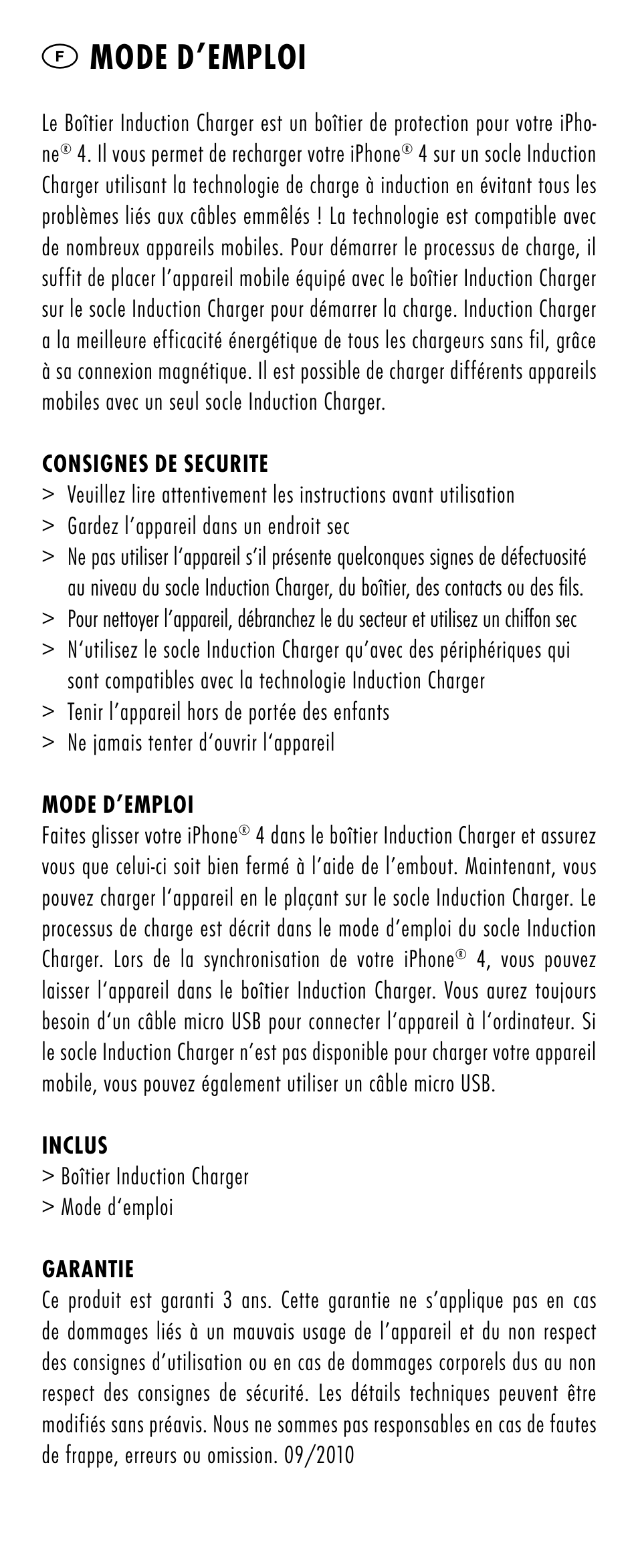 Fmode d’emploi | ANSMANN 1700-0002 Induction Case iPhone 4 User Manual | Page 9 / 28