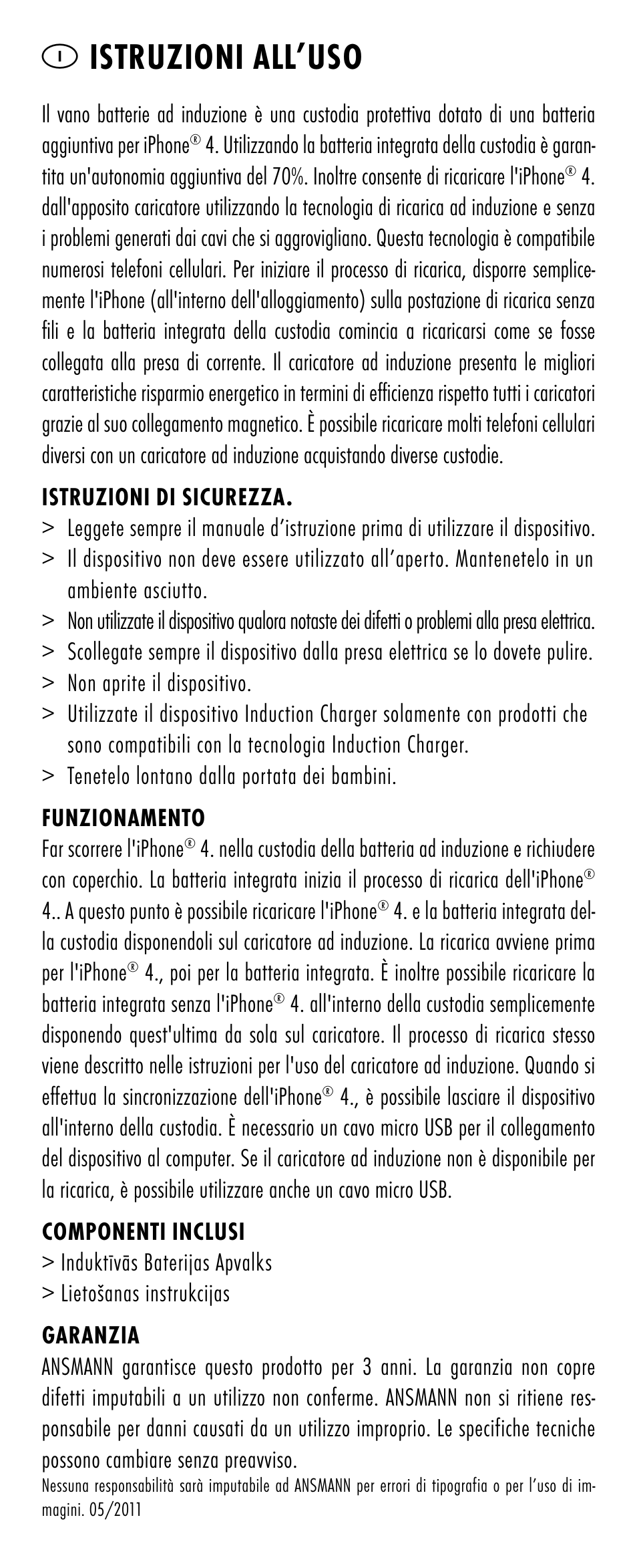 Iistruzioni all’uso | ANSMANN 1700-0006 Induction Battery Case User Manual | Page 12 / 28