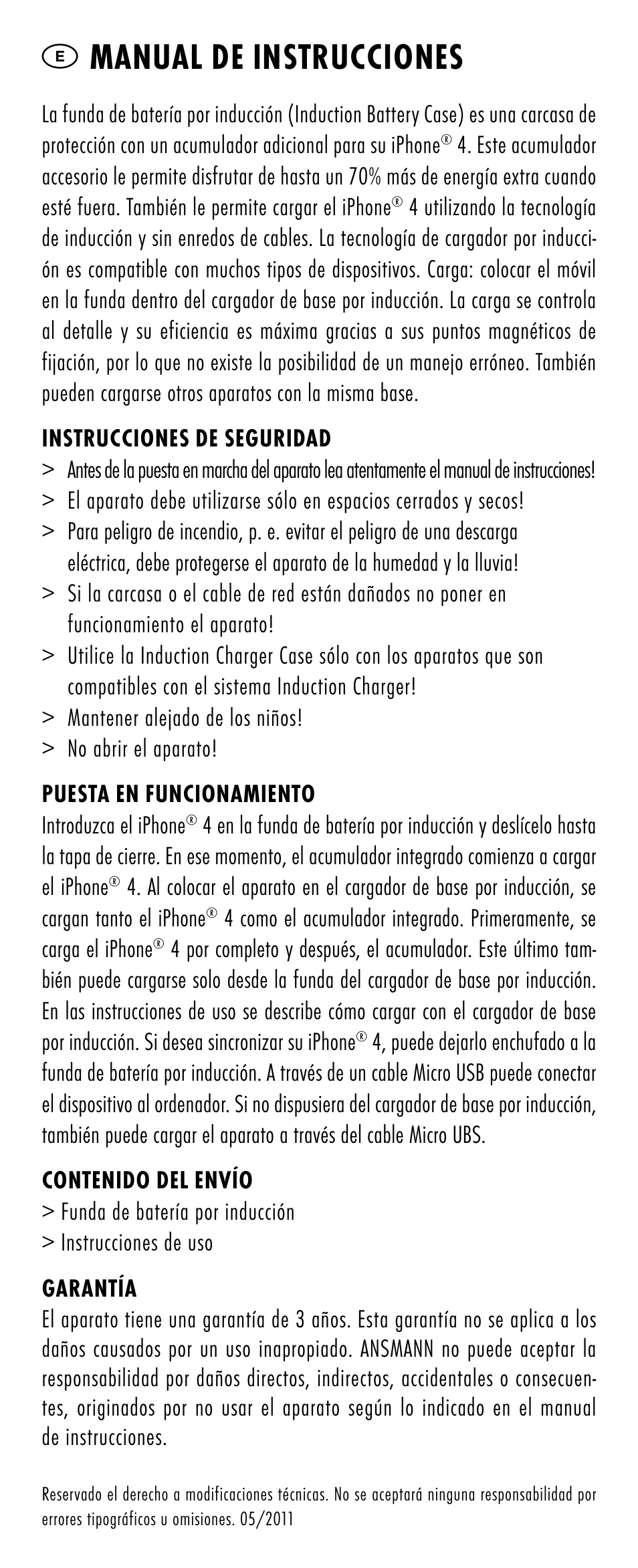 Emanual de instrucciones | ANSMANN 1700-0006 Induction Battery Case User Manual | Page 7 / 28