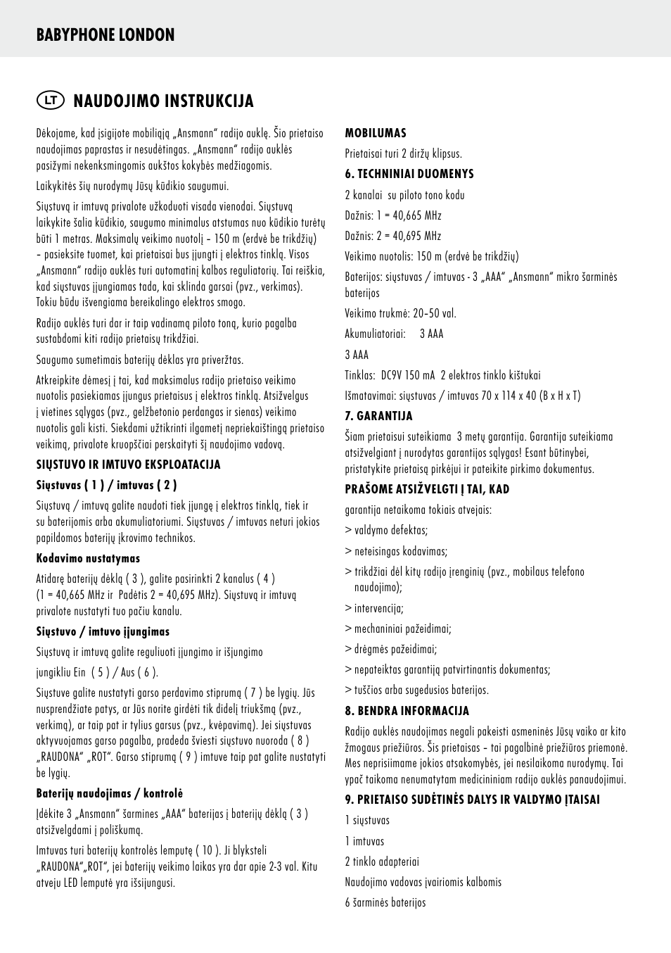ANSMANN 5070063 Babyphnone London User Manual | Page 11 / 25