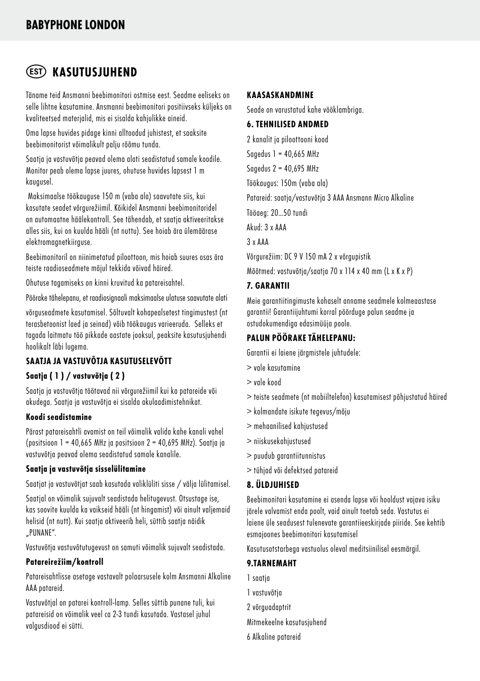 ANSMANN 5070063 Babyphnone London User Manual | Page 17 / 25
