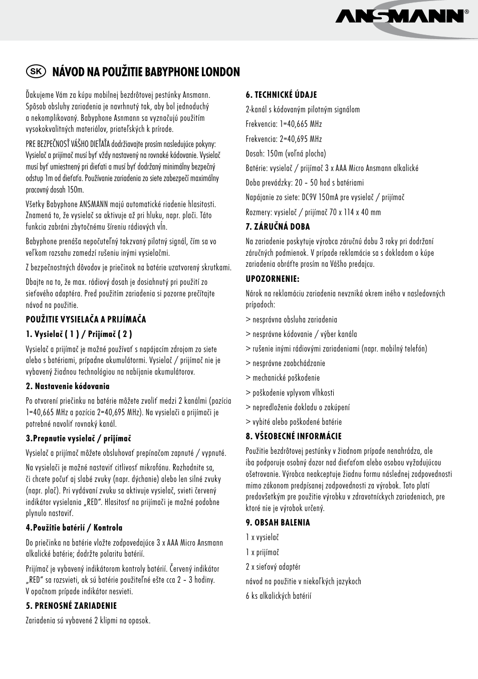 ANSMANN 5070063 Babyphnone London User Manual | Page 18 / 25
