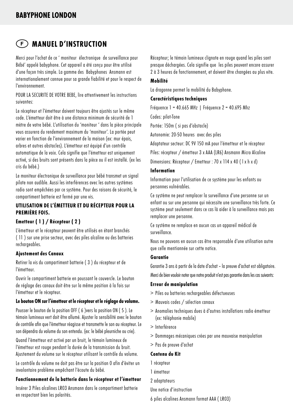 ANSMANN 5070063 Babyphnone London User Manual | Page 5 / 25