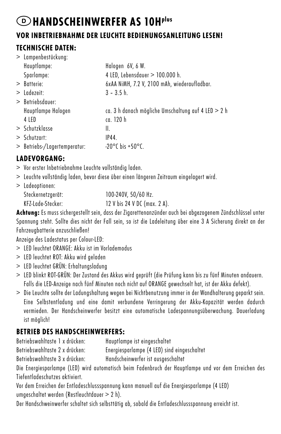 Handscheinwerfer as 10h | ANSMANN 5102133 AS 10Hplus User Manual | Page 2 / 32