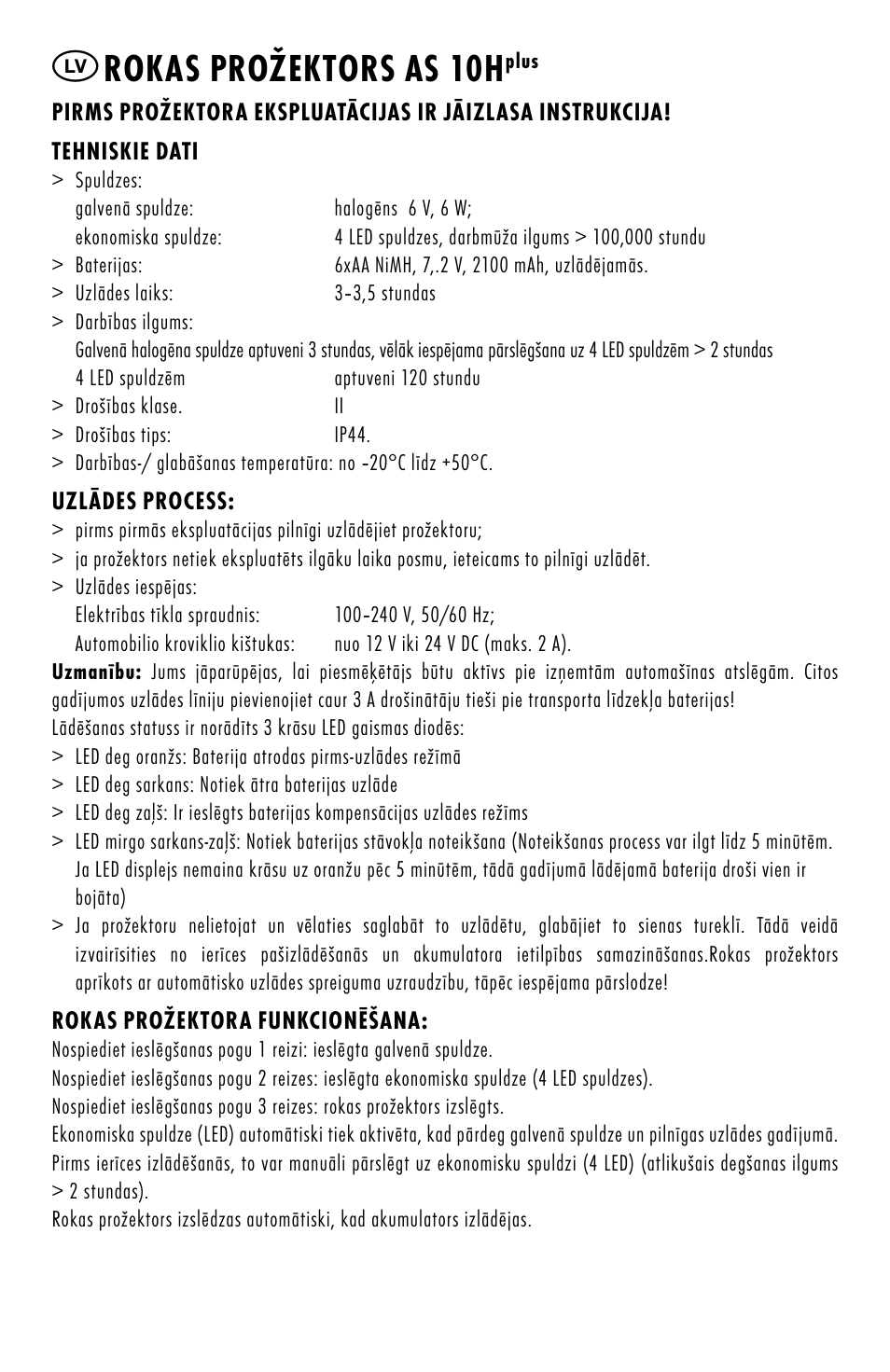Rokas prožektors as 10h | ANSMANN 5102133 AS 10Hplus User Manual | Page 20 / 32
