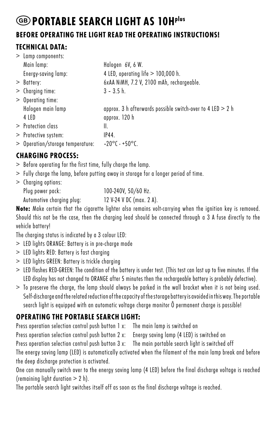 Portable search light as 10h | ANSMANN 5102133 AS 10Hplus User Manual | Page 4 / 32