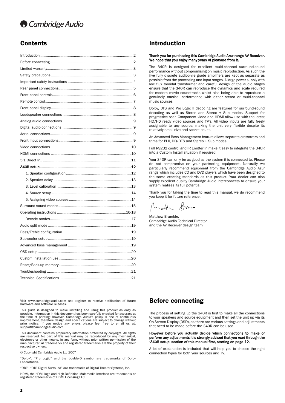 Cambridge Audio Azur User Manual | Page 2 / 22