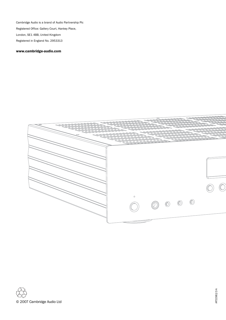 2007 cambridge audio ltd | Cambridge Audio Azur User Manual | Page 22 / 22