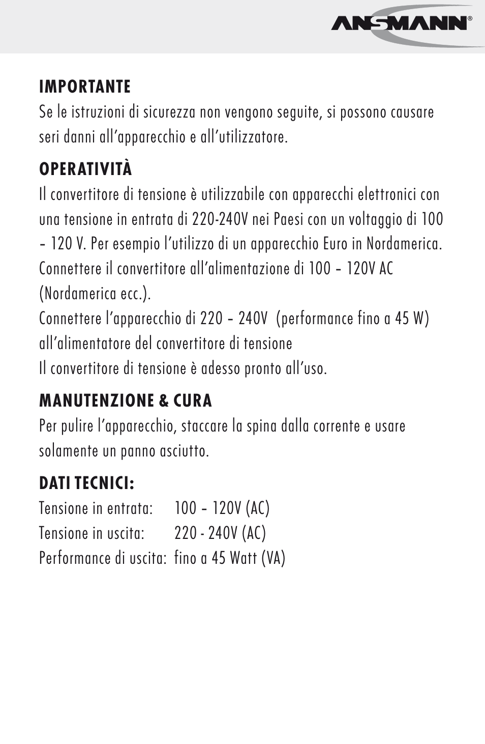 Istruzioni d‘uso | ANSMANN 5500022 VC 45 US User Manual | Page 11 / 36