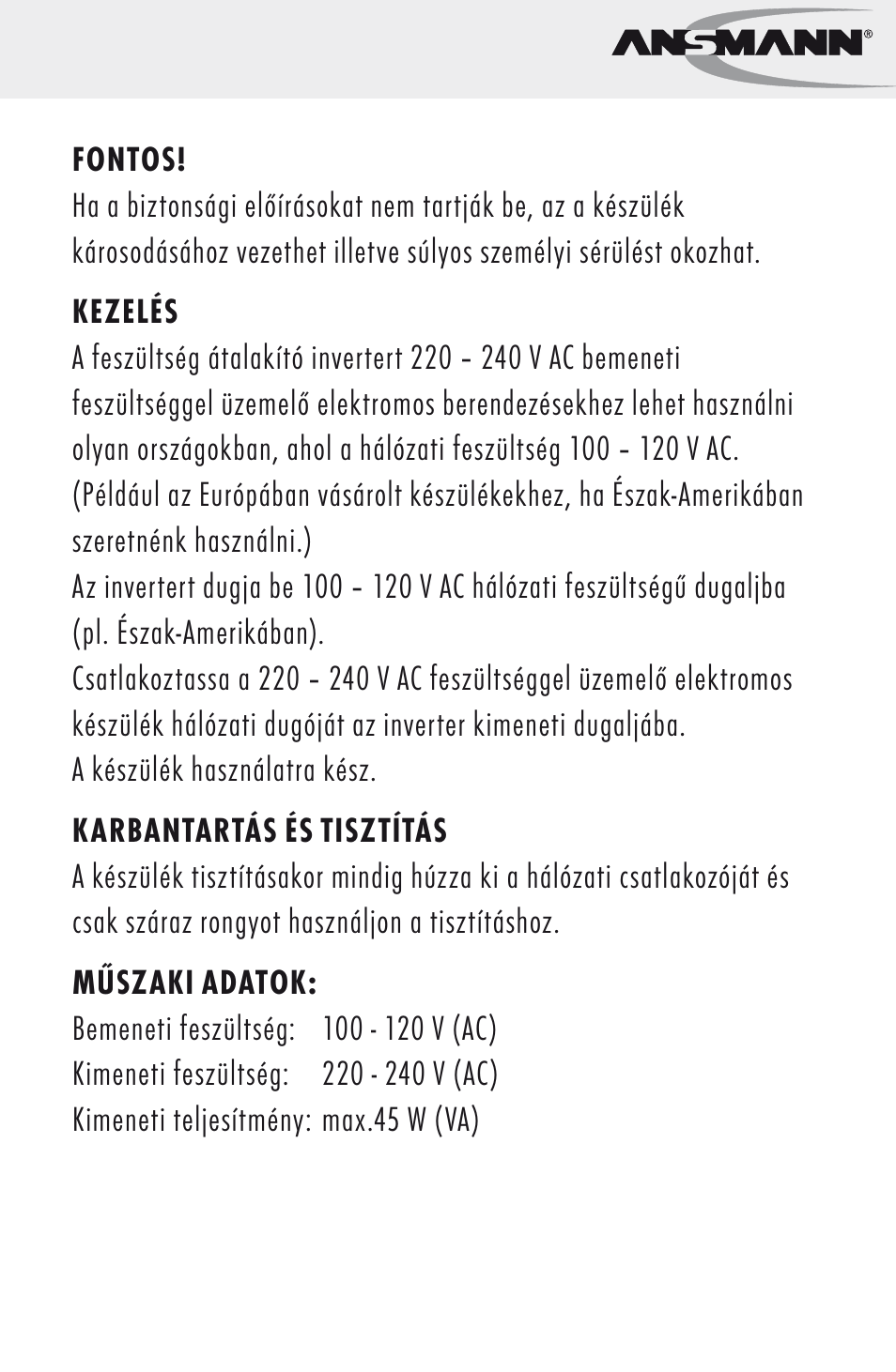 ANSMANN 5500022 VC 45 US User Manual | Page 13 / 36