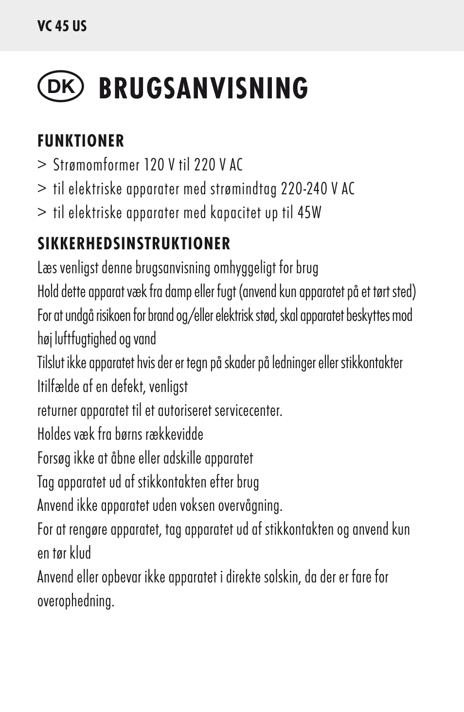 Brugsanvisning | ANSMANN 5500022 VC 45 US User Manual | Page 18 / 36