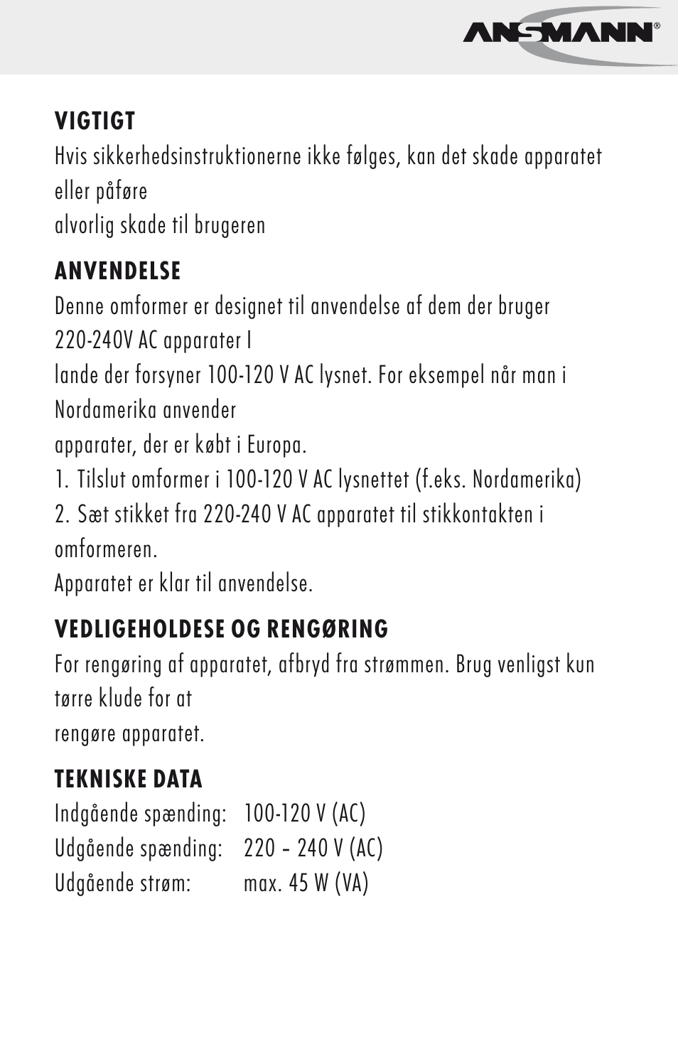 ANSMANN 5500022 VC 45 US User Manual | Page 19 / 36