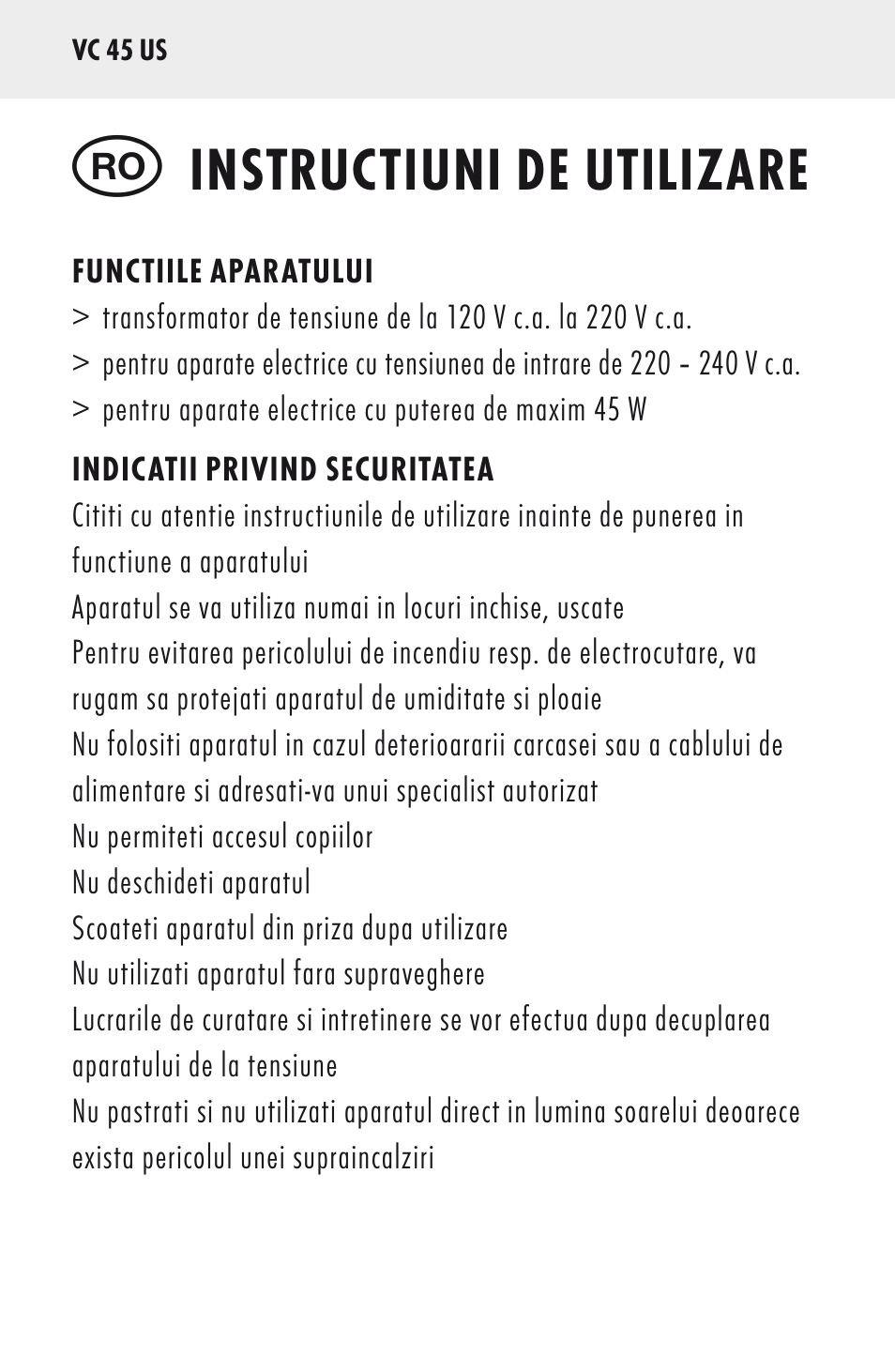 Instructiuni de utilizare | ANSMANN 5500022 VC 45 US User Manual | Page 28 / 36