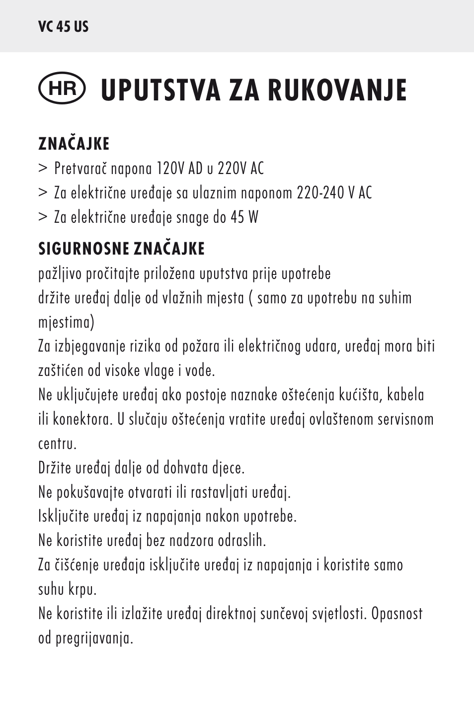 Uputstva za rukovanje | ANSMANN 5500022 VC 45 US User Manual | Page 30 / 36